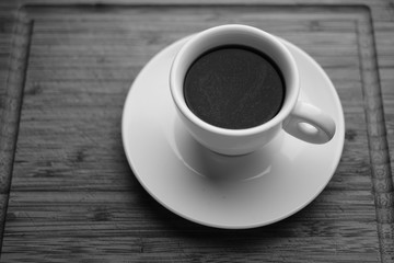 Coffee Cup Breakfast on Tablet out of wood served hot