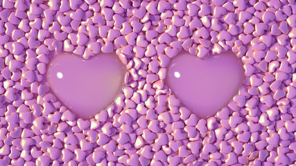Beautiful background with hearts, Happy Valentine's Day! 3d illustration, 3d rendering.