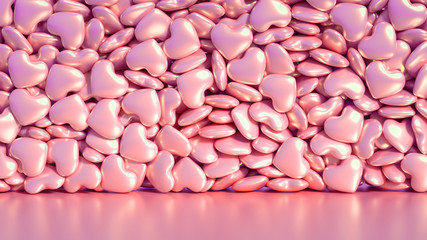 Beautiful background with hearts, Happy Valentine's Day! 3d illustration, 3d rendering.