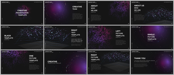 Presentation design vector template, multipurpose template for presentation slide, flyer, brochure cover design, infographic presentation. Deep learning artificial intelligence. Big data visualization