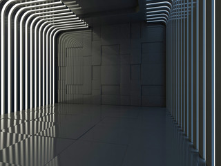 Abstract dark modern architecture background. 3D