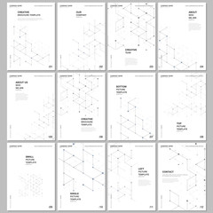 A4 brochure layout of covers design templates for flyer leaflet, A4 format brochure design, report, presentation, magazine cover, book design. Scientific medical research. Abstract molecular structure