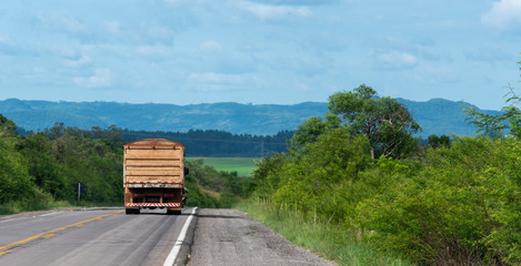 Cargo truck running on the Brazilian highway