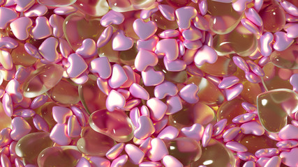 Fototapeta premium Beautiful background with hearts, Happy Valentine's Day! 3d illustration, 3d rendering.