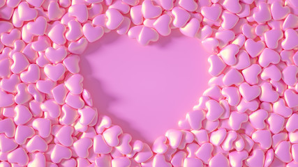 Beautiful background with hearts, Happy Valentine's Day! 3d illustration, 3d rendering.