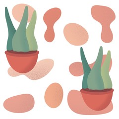 Potted plants seamless pattern background illustration With abstract elements 