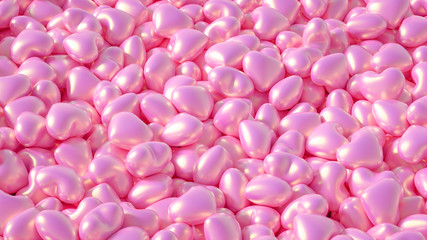 Fototapeta premium Beautiful background with hearts, Happy Valentine's Day! 3d illustration, 3d rendering.