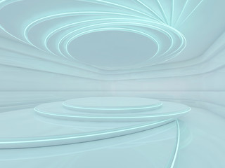 Abstract blue modern architecture background. 3D