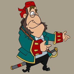 cartoon character man in pirate clothes with saber