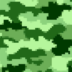 Urban Camouflage Background. Army Abstract Modern Military Pattern. Green Pixel Fabric Textile Print for Uniforms and Weapons.