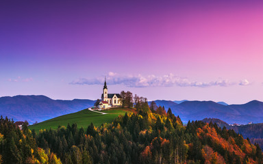 Church of Saint Leonard stands on the Church Hill near the Crni Vrh village