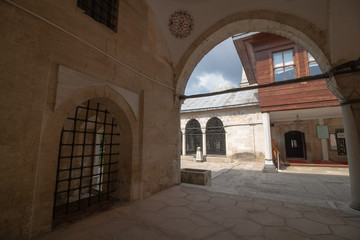 Arches and courtyard of a mosque in Istanbul