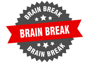 brain break sign. brain break circular band label. round brain break sticker