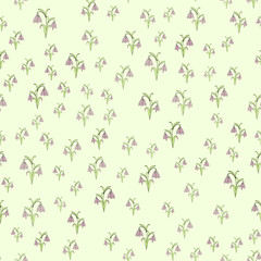 Seamless background with snowdrops. Hand drawn spring sketching flowers. Vector illustration on a white background. Perfect for invitations, cards, prints, flyers, posters.