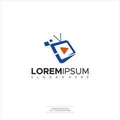 Media Play Pixel Logo Template Design Premium Concept