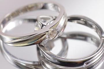 close up shot of pair engagement /  mariage rings isolated