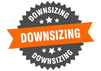 downsizing sign. downsizing circular band label. round downsizing sticker