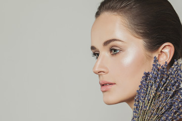 Nice woman close up studio portrait