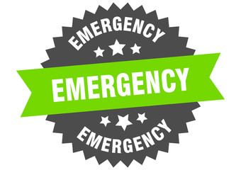 emergency sign. emergency circular band label. round emergency sticker