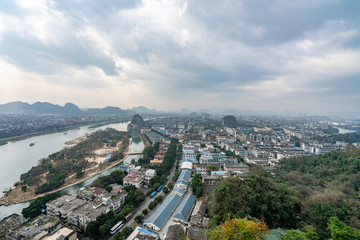 Fototapeta na wymiar An aerial view of guilin city, guangxi province, China