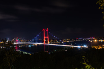 Fototapeta na wymiar Bosphorus Bridge in Istanbul at Night