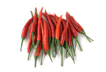 Red chili peppers isolated on white background