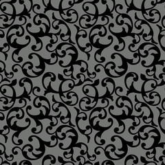 seamless pattern in monochrome colors, baroque ornament, swirls classic