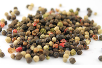 Mix of peppers on a white background