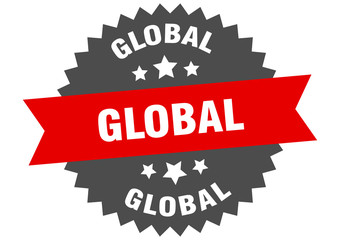 global sign. global circular band label. round global sticker