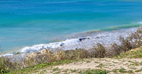 Beautiful beach Praia da Oura in Albufeira at the blue Atlantic ocean