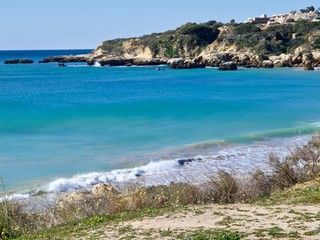 Beautiful beach Praia da Oura in Albufeira at the blue Atlantic ocean