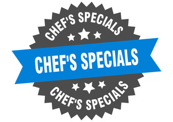chef's specials sign. chef's specials circular band label. round chef's specials sticker