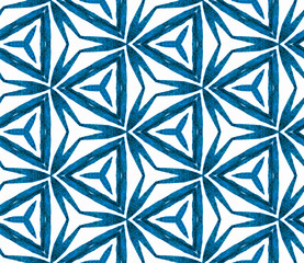 Blue tropical seamless pattern. Hand drawn waterco