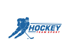 Fototapeta premium Hockey logo template. Player Hockey vector design. Illustration of hockey player