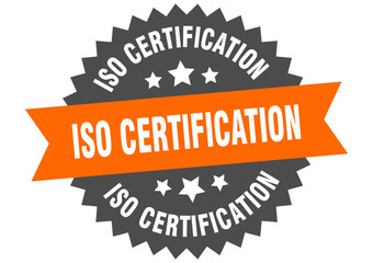 iso certification sign. iso certification circular band label. round iso certification sticker