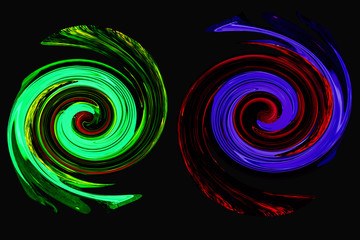 Farbige Wirbel vor schwarzen Hintergrund