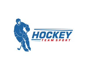 Fototapeta premium Hockey logo template. Player Hockey vector design. Illustration of hockey player