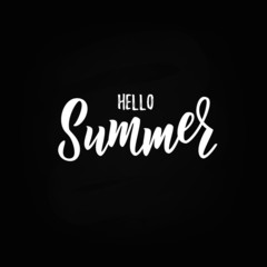 Fototapeta na wymiar Hello summer hand lettering text as logotype, label, badge, icon, postcard, card, invitation, banner template. Special summer sale typography poster. Vector illustration.