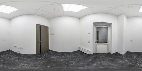 empty white room without furniture. full seamless spherical hdri panorama 360 degrees in interior...