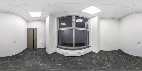 empty white room without furniture with big windows. full seamless spherical hdri panorama 360...