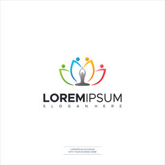 Lotus flower logo with human silhouette Vector Logo Yoga