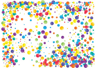 Festive color round confetti background. Abstract frame confetti texture for holiday, postcard, poster, website, carnivals, birthday and children's parties. Cover confetti mock-up. Wedding card layout