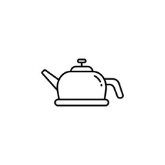 kettle, tea, hot drink, food line icon on white background