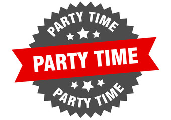 party time sign. party time circular band label. round party time sticker