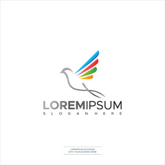 bird leaf logo vector icon template download line art outline Design