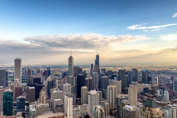 Obraz premium Widok z lotu ptaka na panoramę Chicago