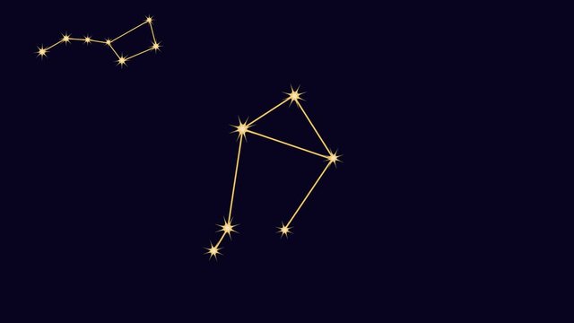 Constellations. Stars in the sky, animation with the alpha channel enabled. Cartoon