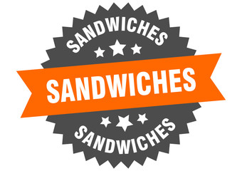 sandwiches sign. sandwiches circular band label. round sandwiches sticker