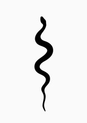Black silhouette snake. Isolated symbol or icon snake on white background. Abstract sign snake. Vector illustration - 318210778