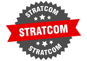 stratcom sign. stratcom circular band label. round stratcom sticker